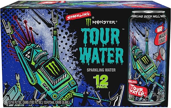 MONSTER TOUR WATER BY MONSTER ENERGY, SPARKLING DEEP WELL WATER, 16OZ (PACK OF 12)