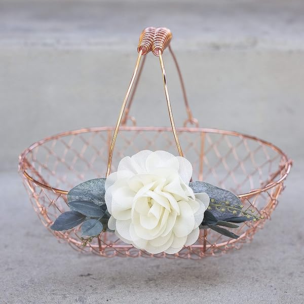 gold wire flower girl basket