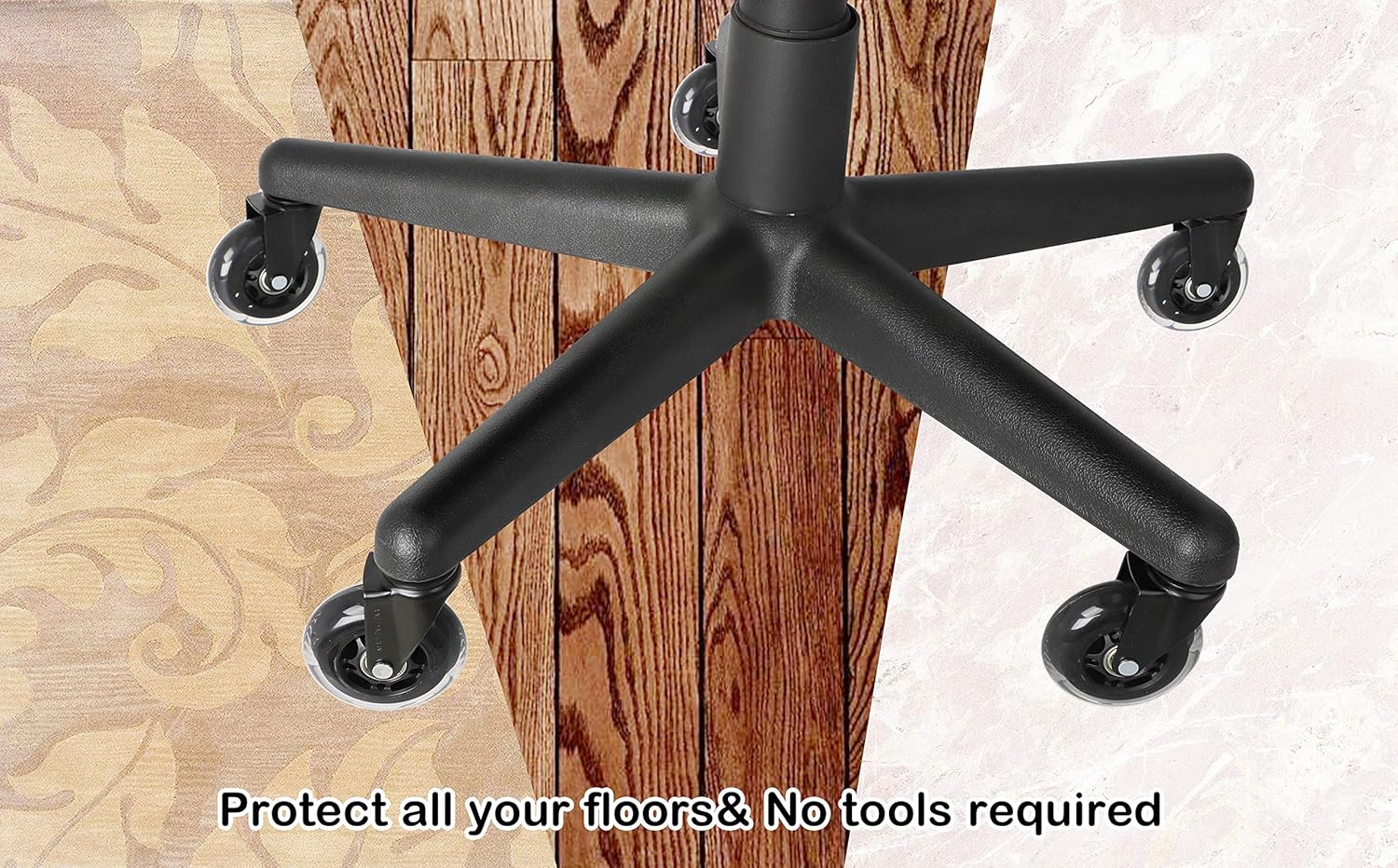 Finnhomy Office Chair Caster 3'' Wheels Hardwood Floor Wheels Replacement Set of 5 Gaming Swivel Chair casters Rolling Desk Chair Casters Durable Rolling Smooth Heavy Duty Black: Furniture & Decor
