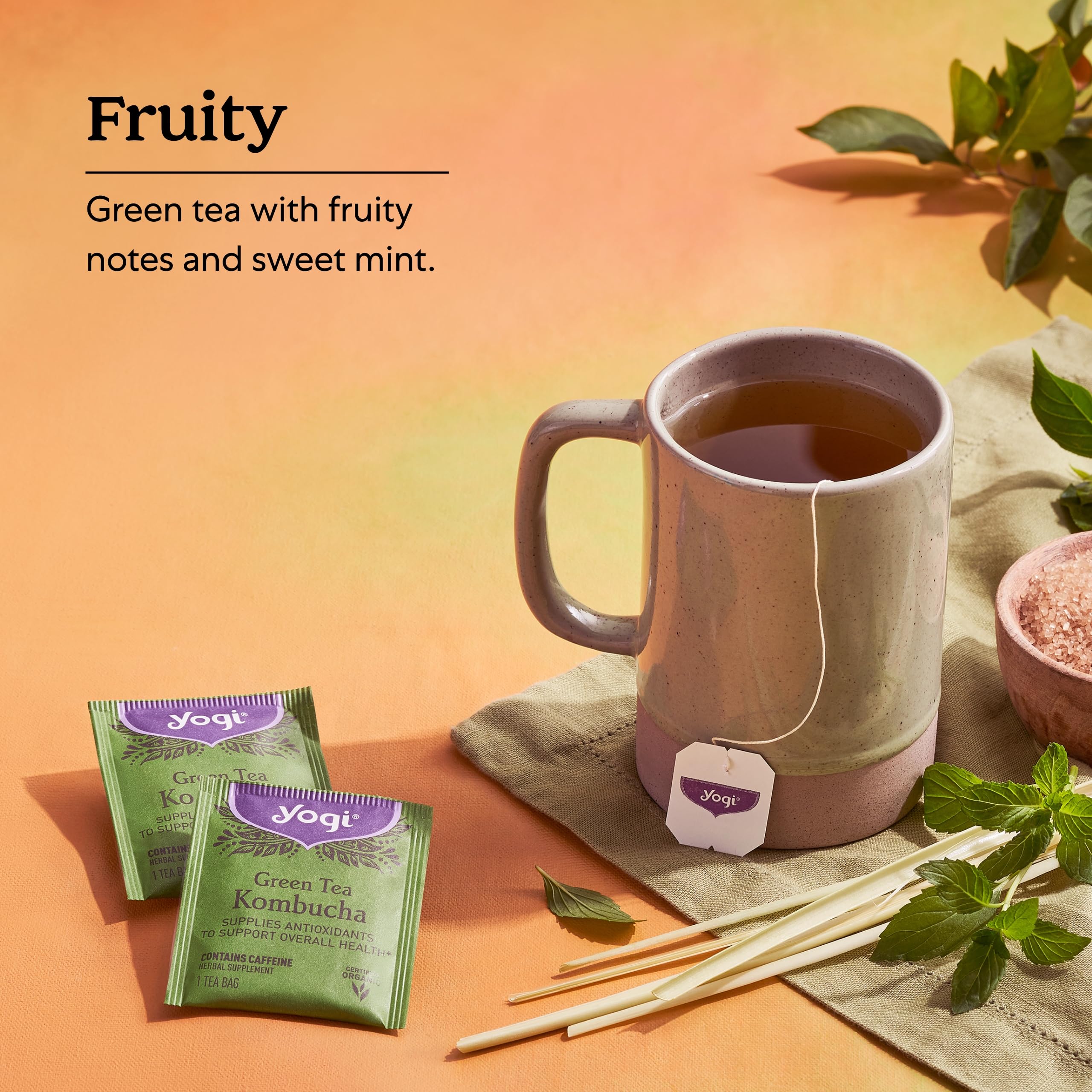 Yogi Tea - Green Tea Kombucha (6 Pack) - Supplies Antioxidants to Support Overall Health - Contains Caffeine - 96 Organic Green Tea Bags