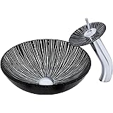 Novatto NSFC-023001CH GODERE Glass Vessel Bathroom Sink Set, Chrome