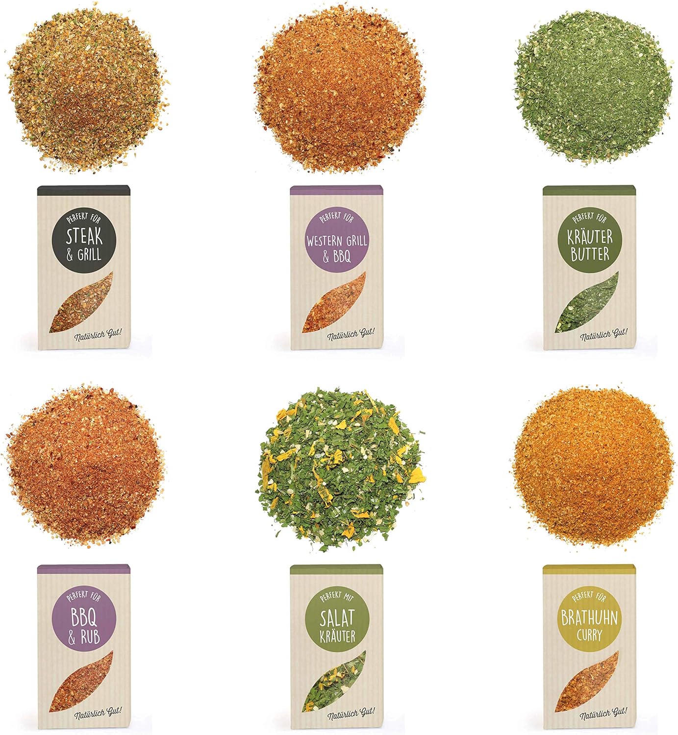 RINAMA – Lote de 6 Mix de hierbas y especias «Grill » para carne, pescado, verduras y ensaladas – Mezclas perfumadas - Comida, barbacoa y condimentos – Estuche degustación para regalar: Amazon.es: Alimentación y bebidas