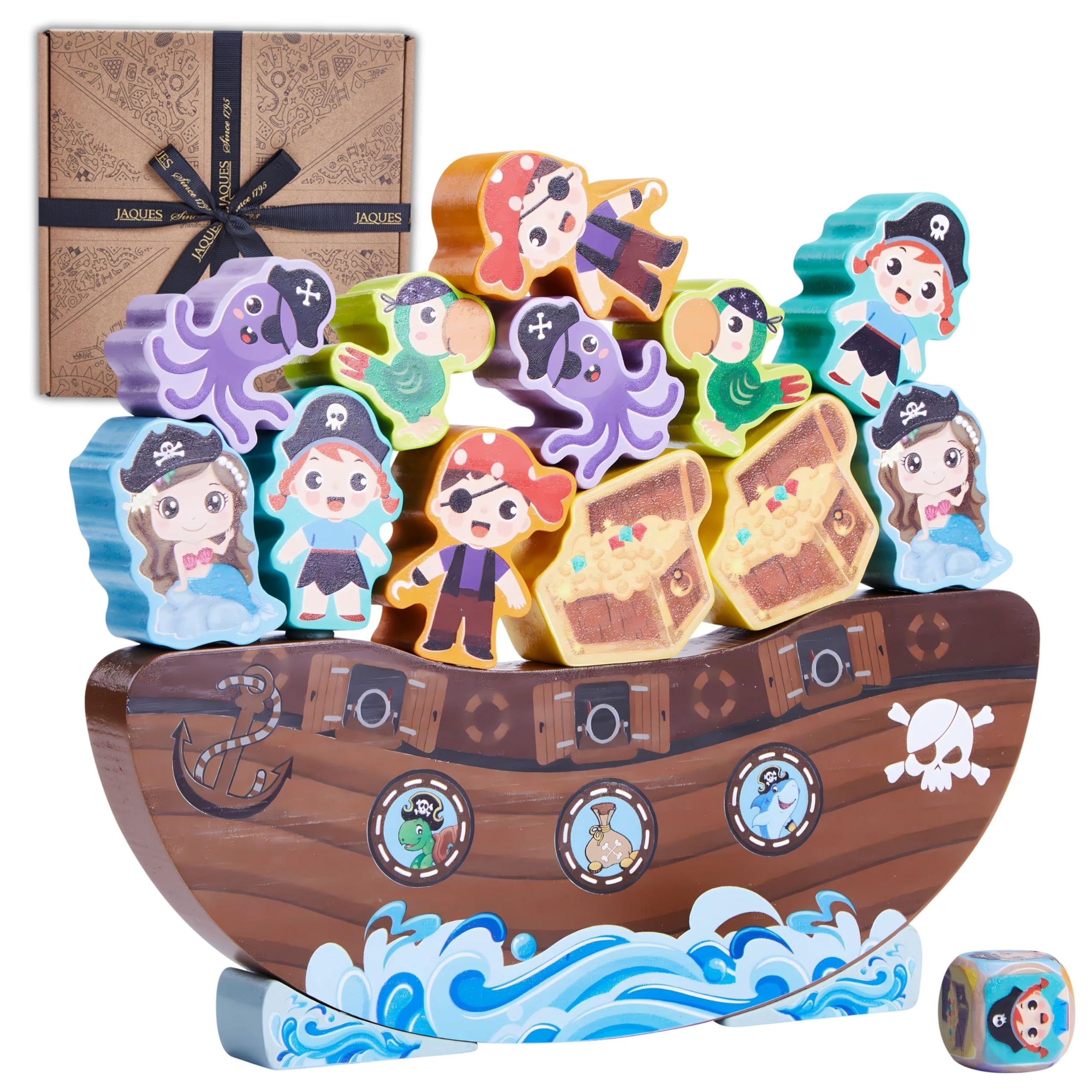 Jaques of London Wobbly Pirates Toy | Stacking Wooden Toys for 3 4 5 year olds | Toddler Toys Balancing Games | Since 1795...