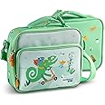 Bentoheaven Insulated Lunch Bag for Kids, Girls & Boys - Large Size Fits Bento Lunch Box, Water Bottle & Snacks - Durable, Easy to Clean, Leakproof - Adjustable Shoulder Strap, Zipper Pockets (Green)