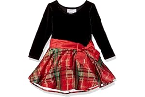 Bonnie Jean Girls 2T-16 Velvet Plaid Taffeta Drop-Waist Hipster Holiday Dress