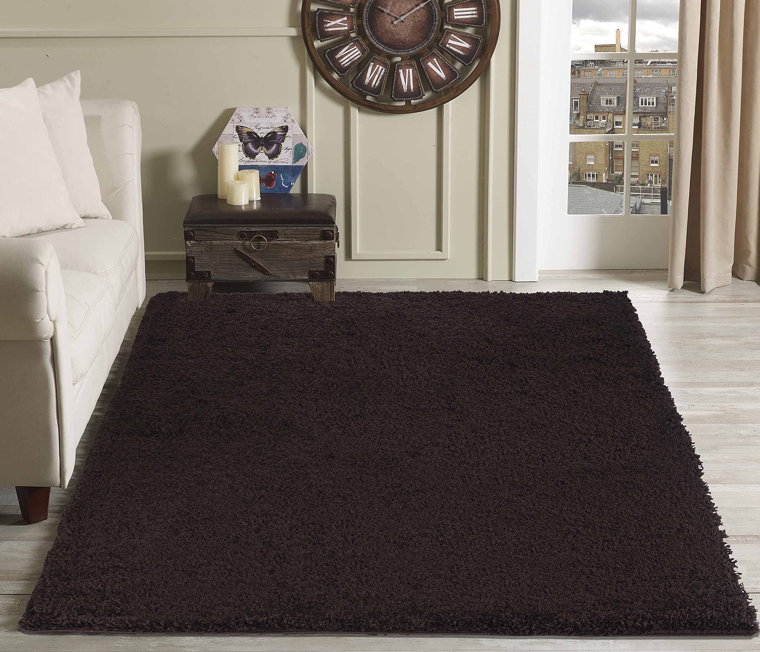 Serdim Rugs Living Room Shaggy Area Rugs, Polypropylene, Brown, 60x110cm(2'x3'7)