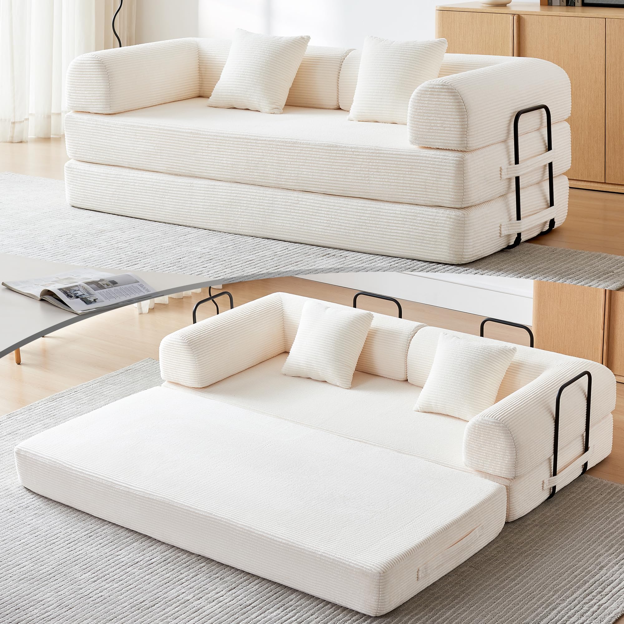 QQR Convertible Folding Mattress Couch, 5-in-1