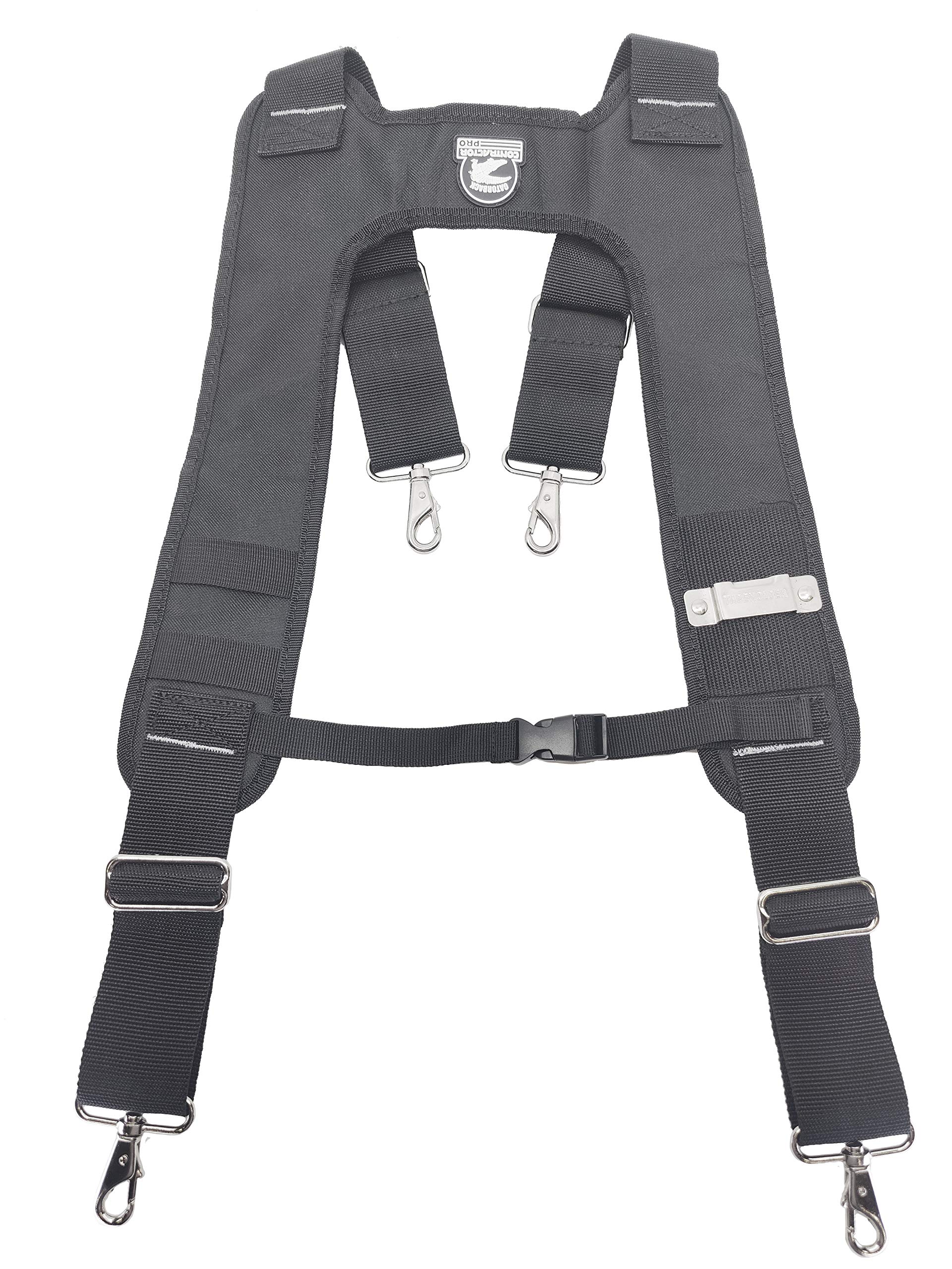 Gatorback B616 Deluxe Suspender Harness V2 w/Moulded Air Channel Shoulder & Neck Padding, Chest Strap & Metal Spring Hooks for Tool Belts (Suspenders)