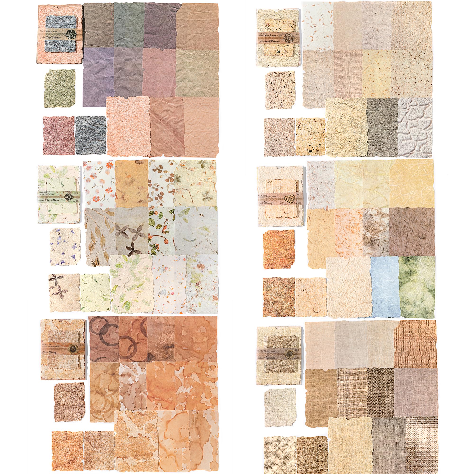 168Pcs Scrapbook Paper - 6 pack Embossed Textured&Printed Rice Paper Craft Assorted Special Cards Mix for Scrapbooking Junk Journal Journaling Supplies DIY Materials (Textured paper mix)