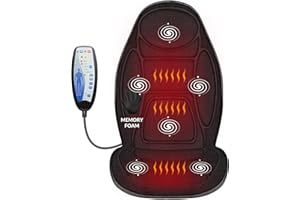 Snailax Memory Foam Massager Seat Cushion - Back Massager with Heat,6 Vibration Massage Nodes & 2 Heat Levels, Massage Chair 