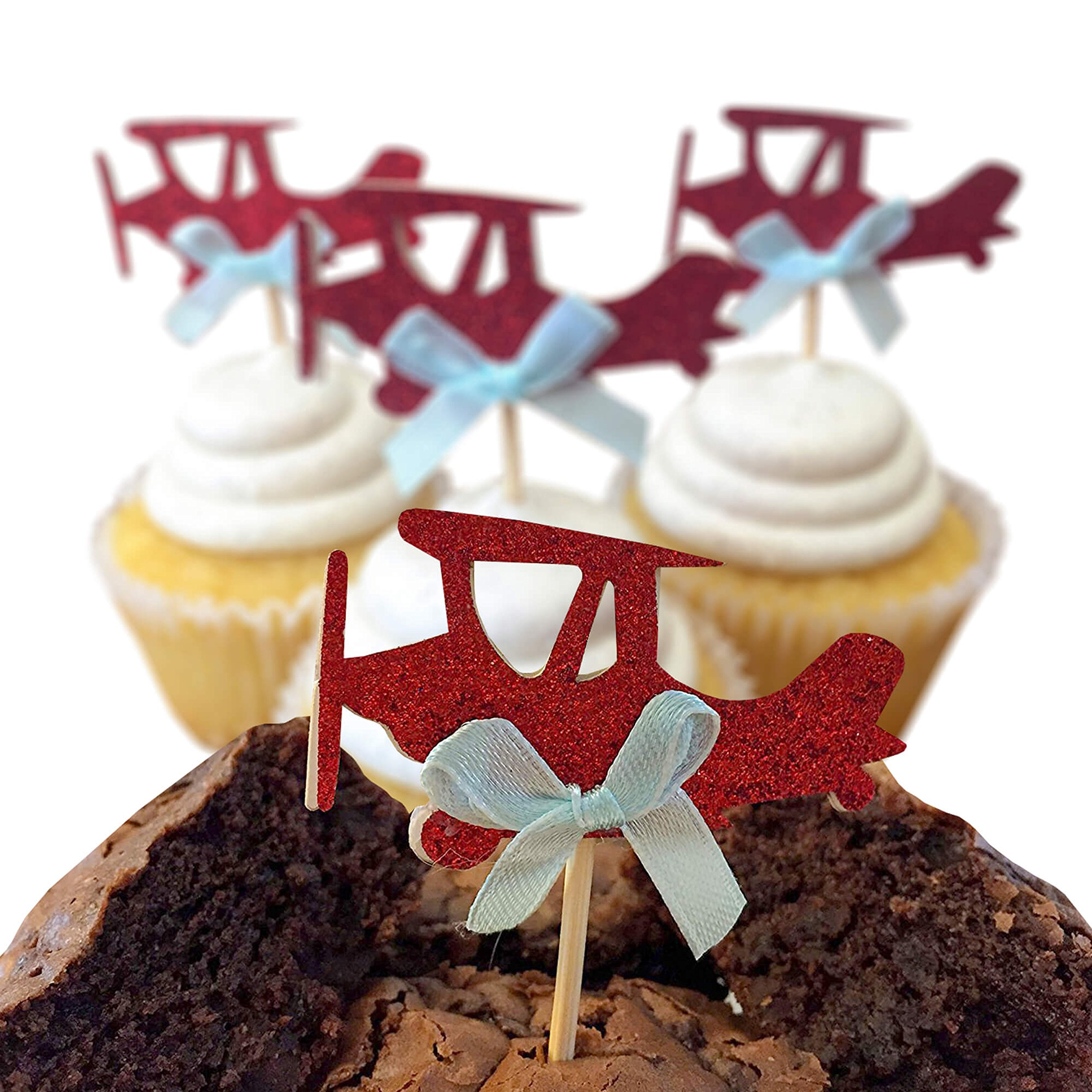Airplane cupcake toppers double sided for 1st birthday party boy baby shower 758763251947 eBay