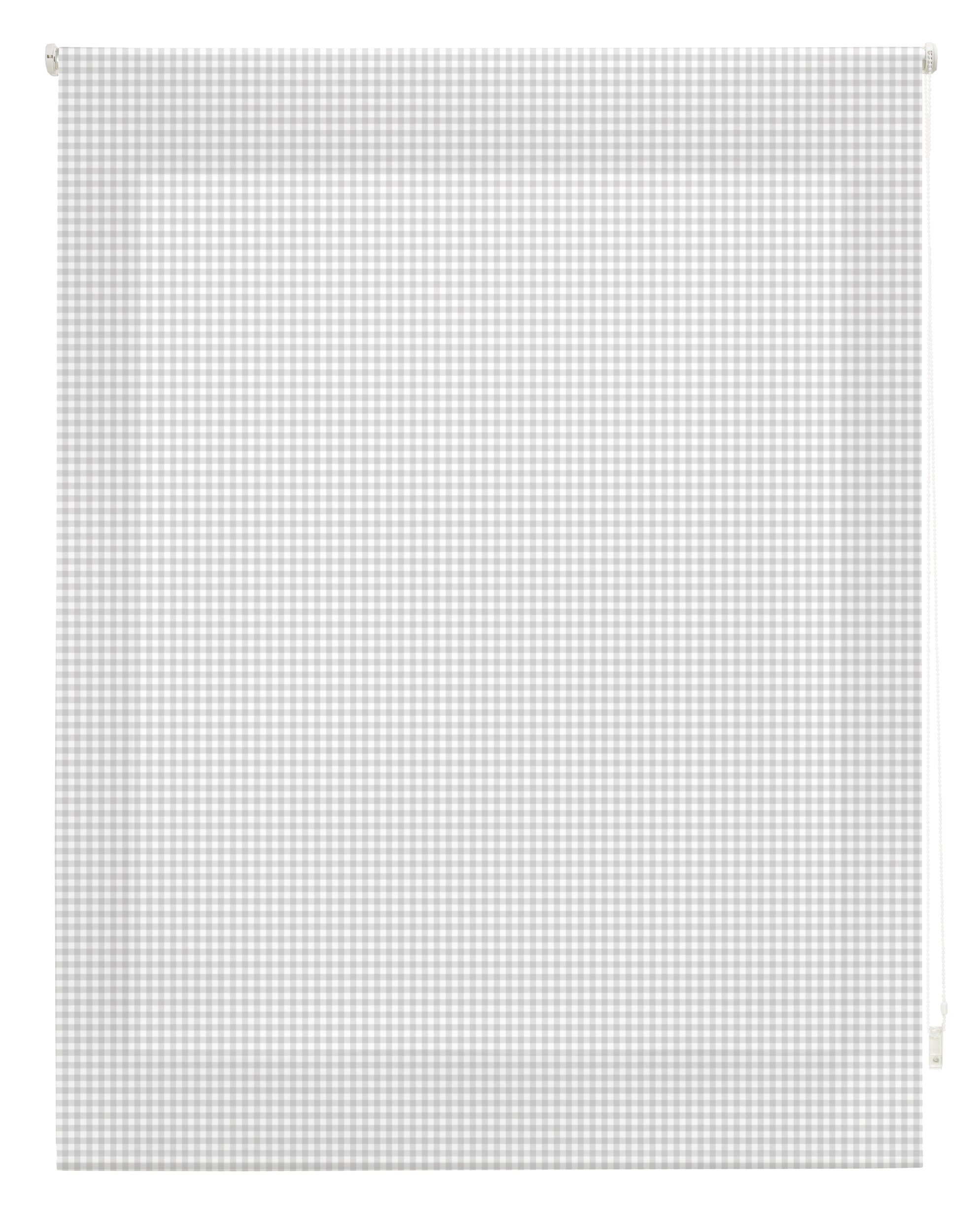 blindecor Vichy Fabric Roller Blind, Grey, 110 x 180 cm