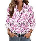 Mizvsitrd Button Down Long Sleeve Shirts for Women Floral Print Button Up Business Casual Outfits Trendy Ladies Top Blouses