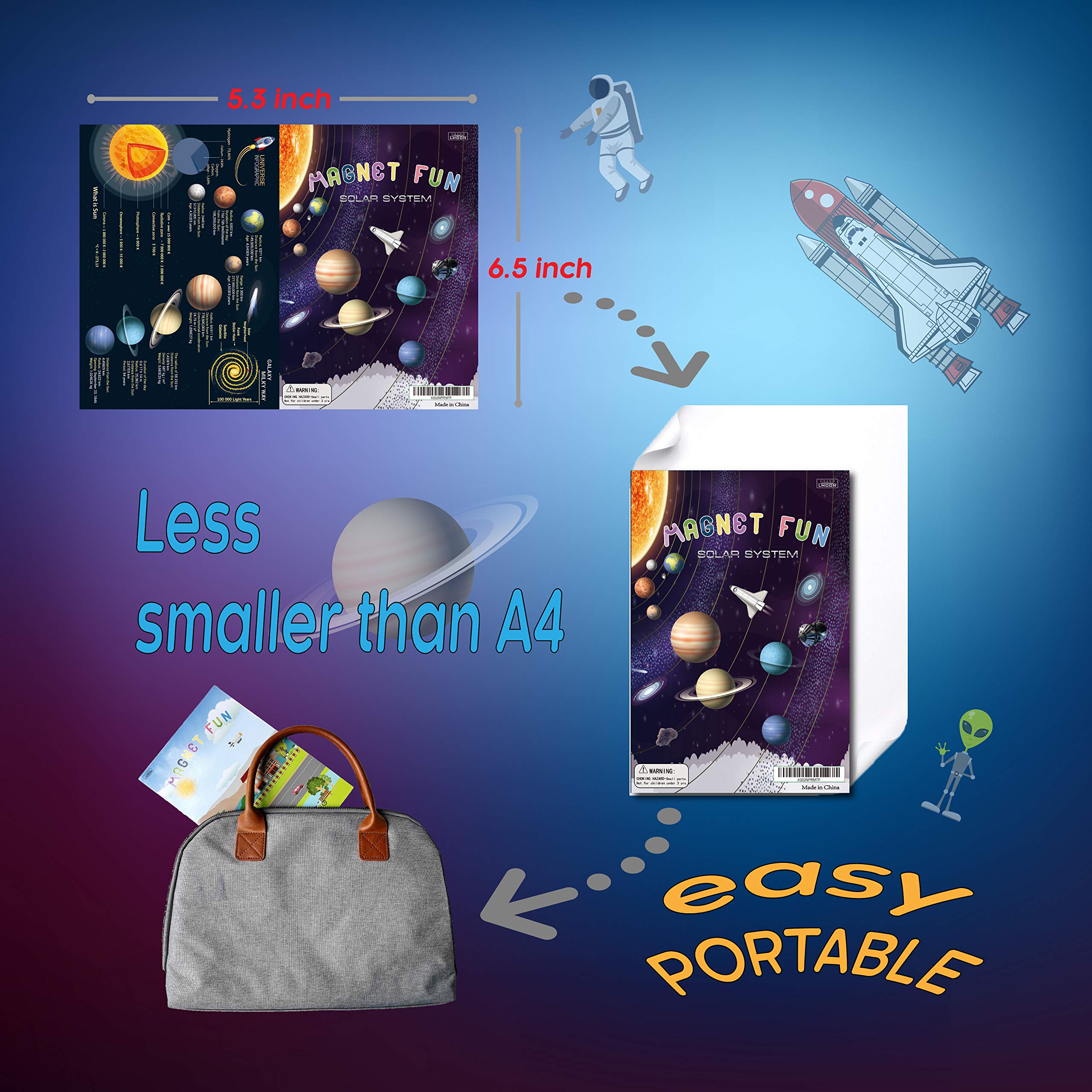 Magnetic Portable Playboard Solar System Planet Outer Space Play Create Scene Educational Teaching Playset(39 Pcs)
