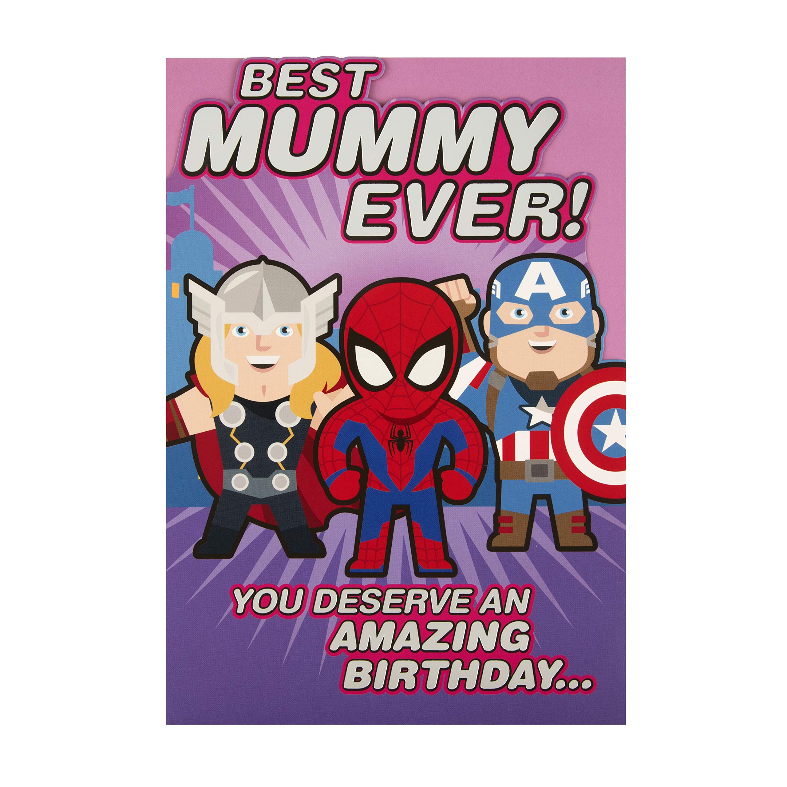 Hallmark Birthday Card for Mummy - Marvel Avengers Cartoon Design