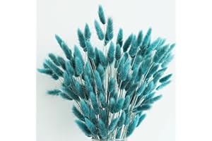 CKBT 120 PCS Teal Dried Pampas Grass Decor, 17-inch Pompas Floral, Dry Flowers for Decoration, Pampas Grass in All, Bunny Tails Dried Flowers for Boho Wedding Decor