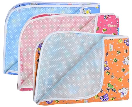 Dreambaby Soft Plastic and Cotton Waterproof Nappy Changing Mat Bedding, 0-6 Months (Multicolour) - Set of 3