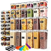 stusgo 42pcs Airtight Containers, Clear Stackable Dry Food Storage | 42pk clear airtight containers with tight lids keep dry food fresh. Safe plastic, stackable for pantry kitchen storage