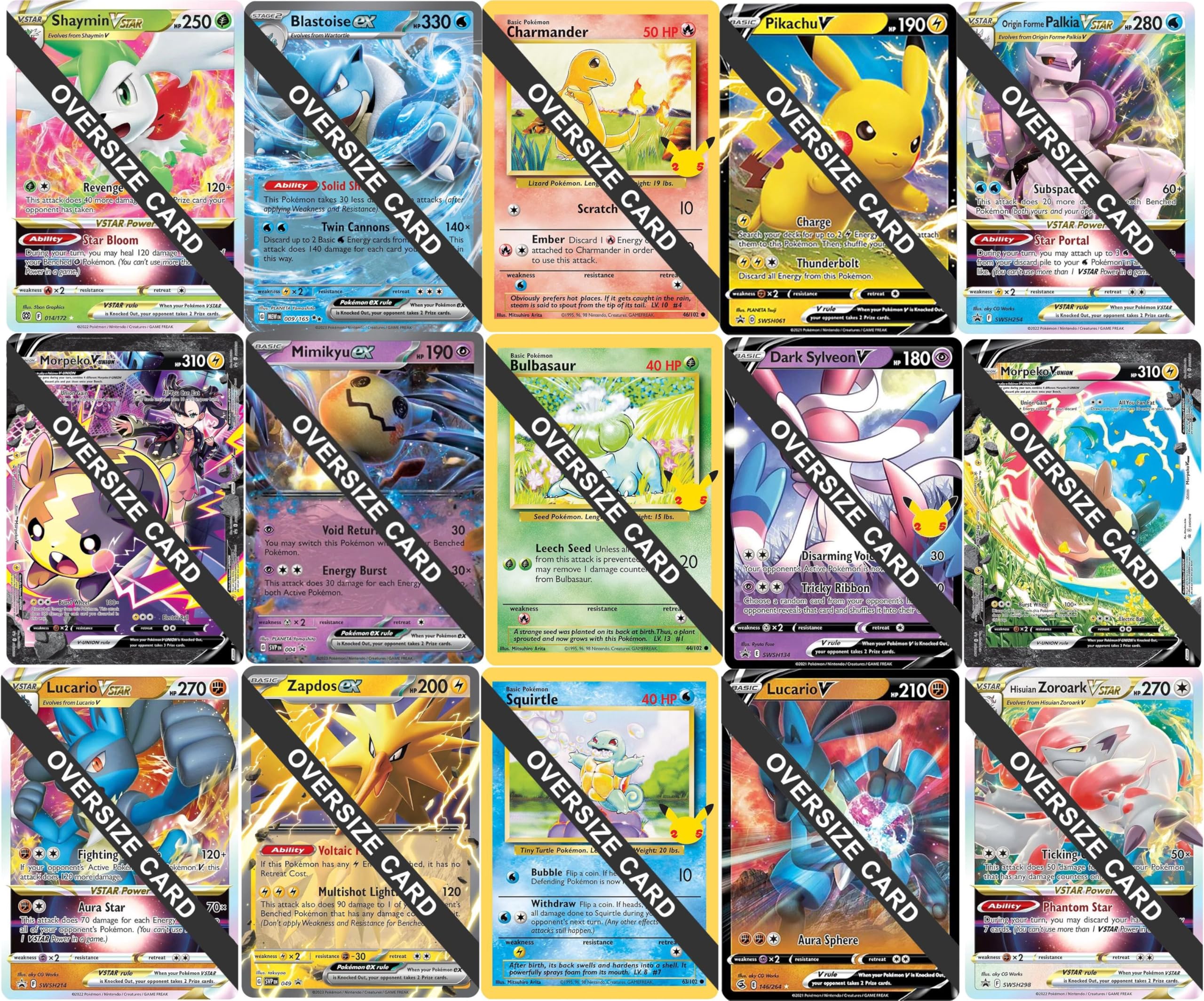 Pokemon - 5 Jumbo Oversize Cards - Random Assortment - No Duplicates - Starters, V, EX, VSTAR, V-Union, Mega, ETC.