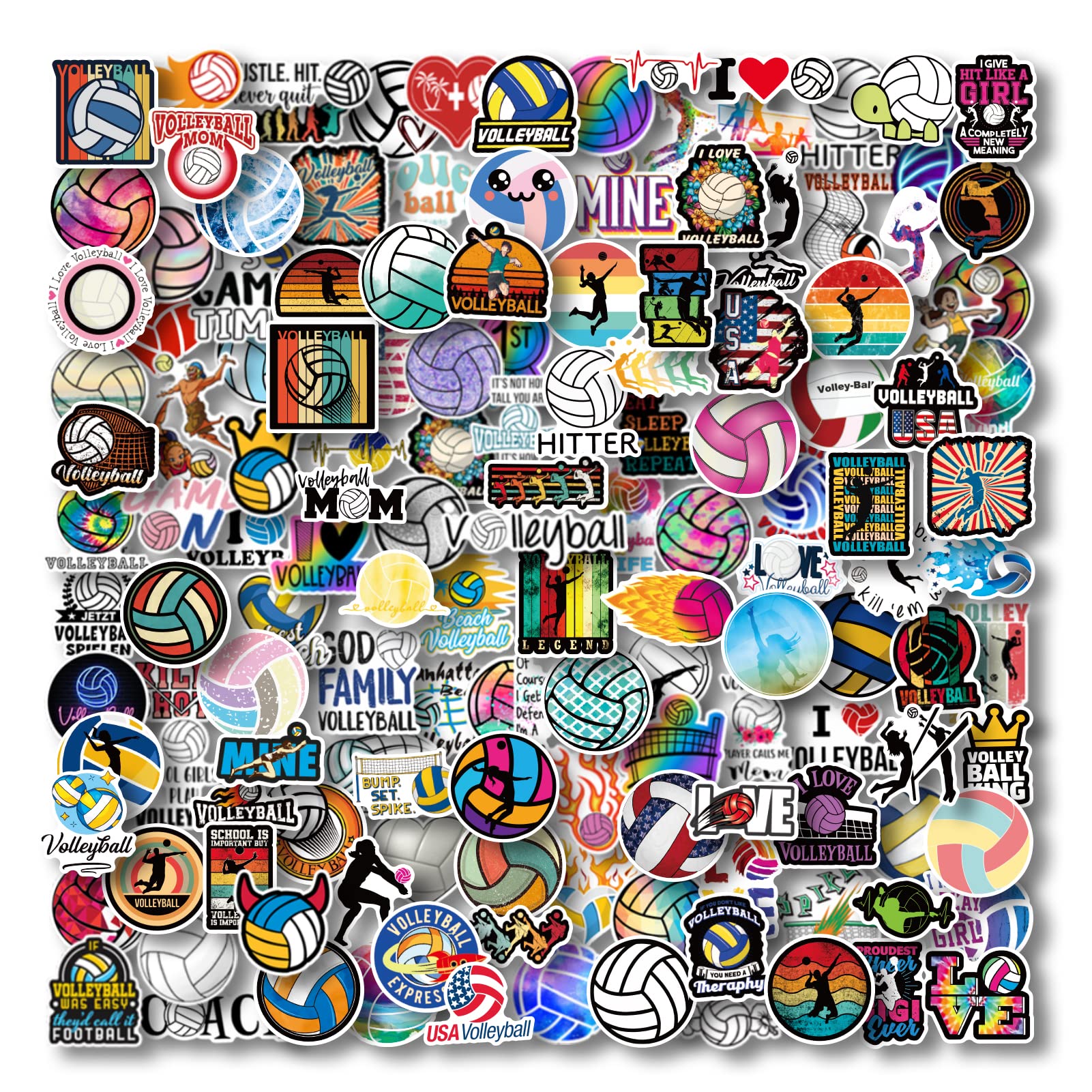 AOWDIAO 200 Pcs Volleyball Vinyl Stickers for Water Bottle Volleyball Gifts & Stuff for Teen Girls