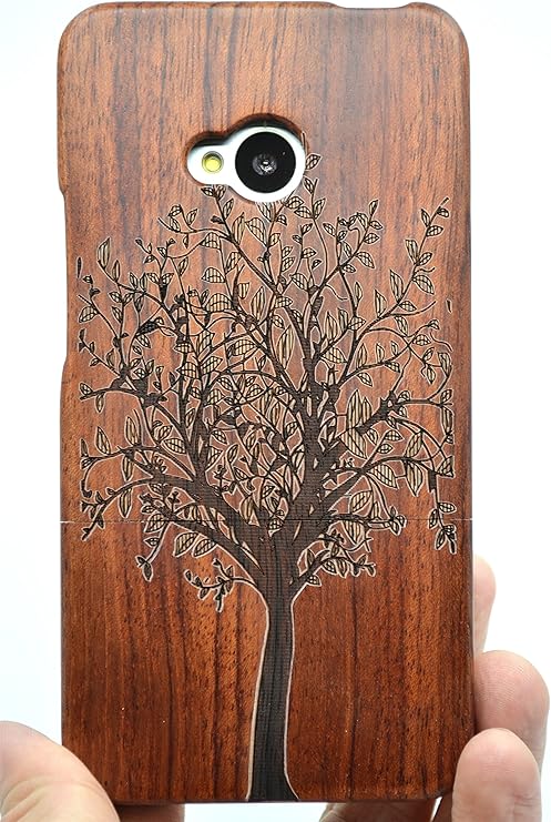 Immagini Di Natale Per Cellulari Gratis.Roseflower Htc One M7 Legno Custodia Albero Di Natale Di Palissandro Qualit A Premium Cover In Bambu Legno Naturale Con Gratis Paraschiena Schermo Per Il Tuo Smartphone Amazon It Elettronica