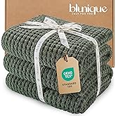 blunique Waffle Knit Throw Blanket, Luxury Cozy Chunky Knit Throw Blanket for Couch, 50 x 60 Inch Thick Ultra-Soft Feather Yarn Knitted Blanket for Sofa, Bed, Home Decor - Sage