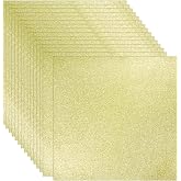 15 Sheets Golden Glitter Cardstock 12" x 12" 110lb Square Paper | Uncle Paul Card Stock Heavyweight Paper for Crafts DIY Proj