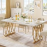 Tribesigns Modern Dining Table, 63" Large Kitchen Table for 4-6 People, Unique Rectangular Dinner Table Kitchen & Dining Room