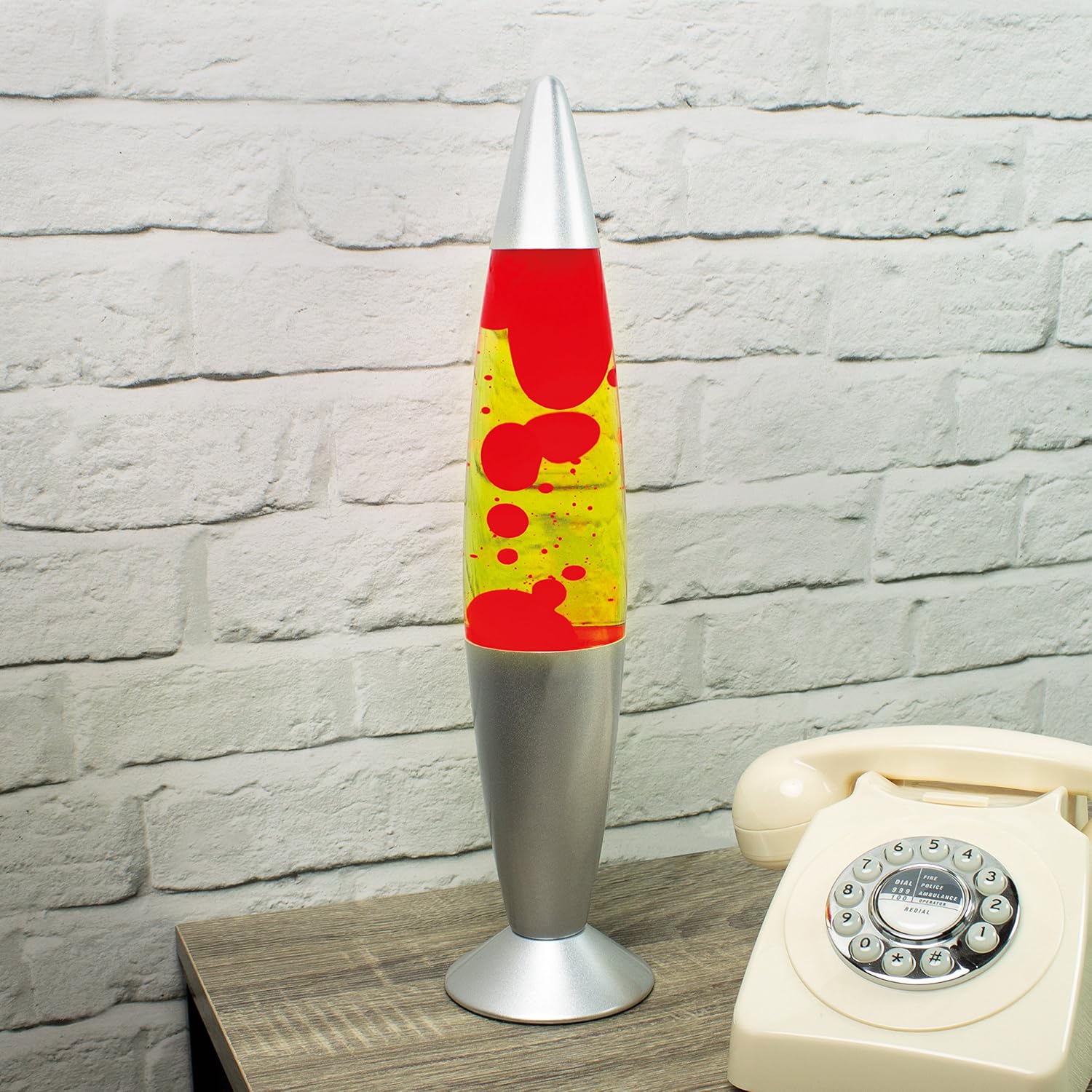 Global Gizmos 48850 16" Red & Yellow Lava Lamp / Silver Base / Retro Nostalgia / Relaxing Mood Light / Decorative Illumination - Image 4