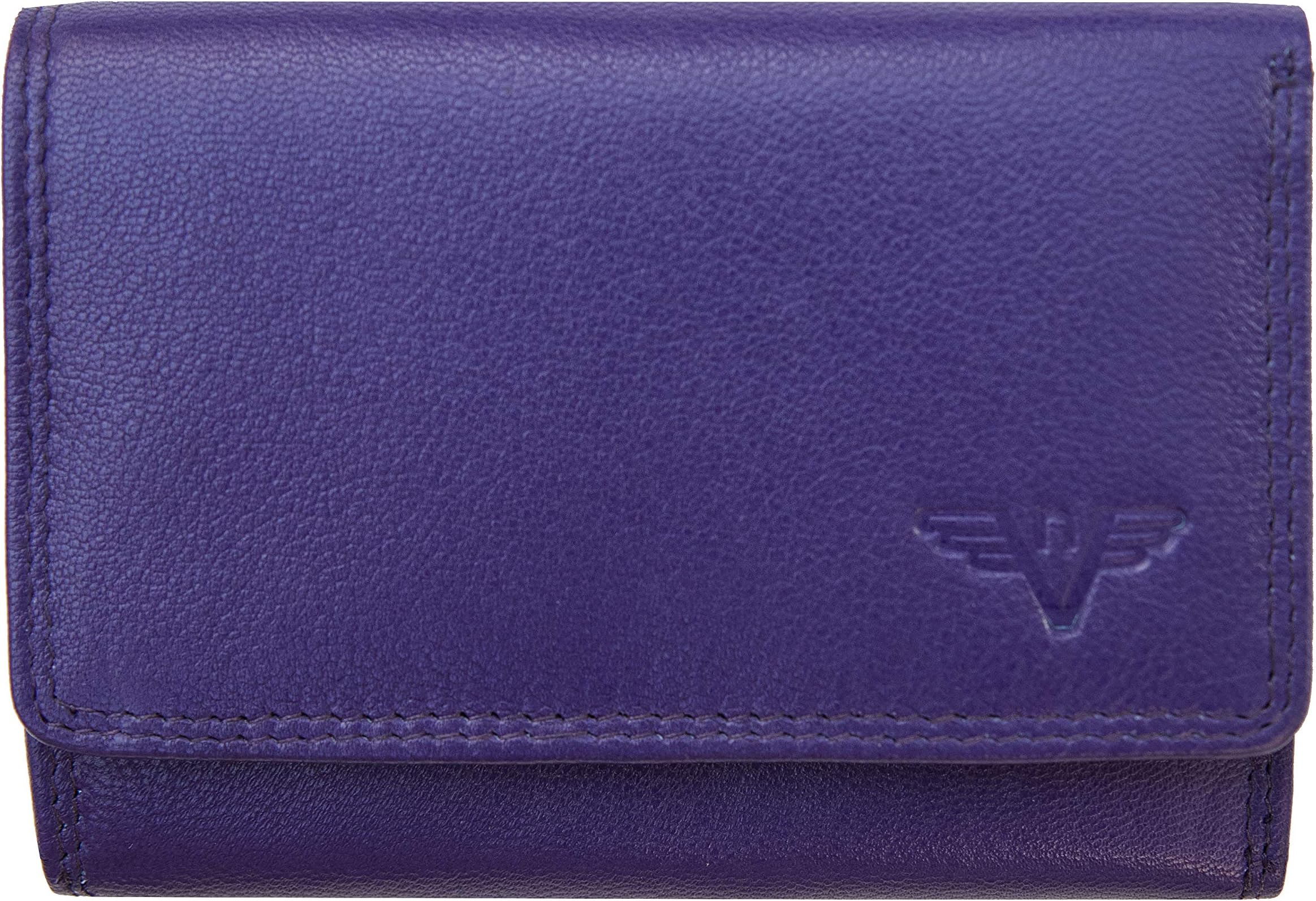 Women's Nevaeh Small Trifold Purple Leather Purse Wallet RFID Blocking
