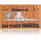 Drydiet Halloween Door Mat There's Some Horrors in This House Coir Doormat | Farmhouse Entry Mat for Front Porch Indoor, Imitation Coir with Ghost Pumpkin Mummy Design, Durable Non-slip Backing