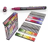 28 Wildflower Colors Acrylic Paint Pens Studio Color Series Markers Set 0.7mm Extra Fine Tip, Rock Painting, Glass, Mugs, Wood, Metal, Canvas, DIY, Detailing. Non Toxic, Waterbased, Quick Drying