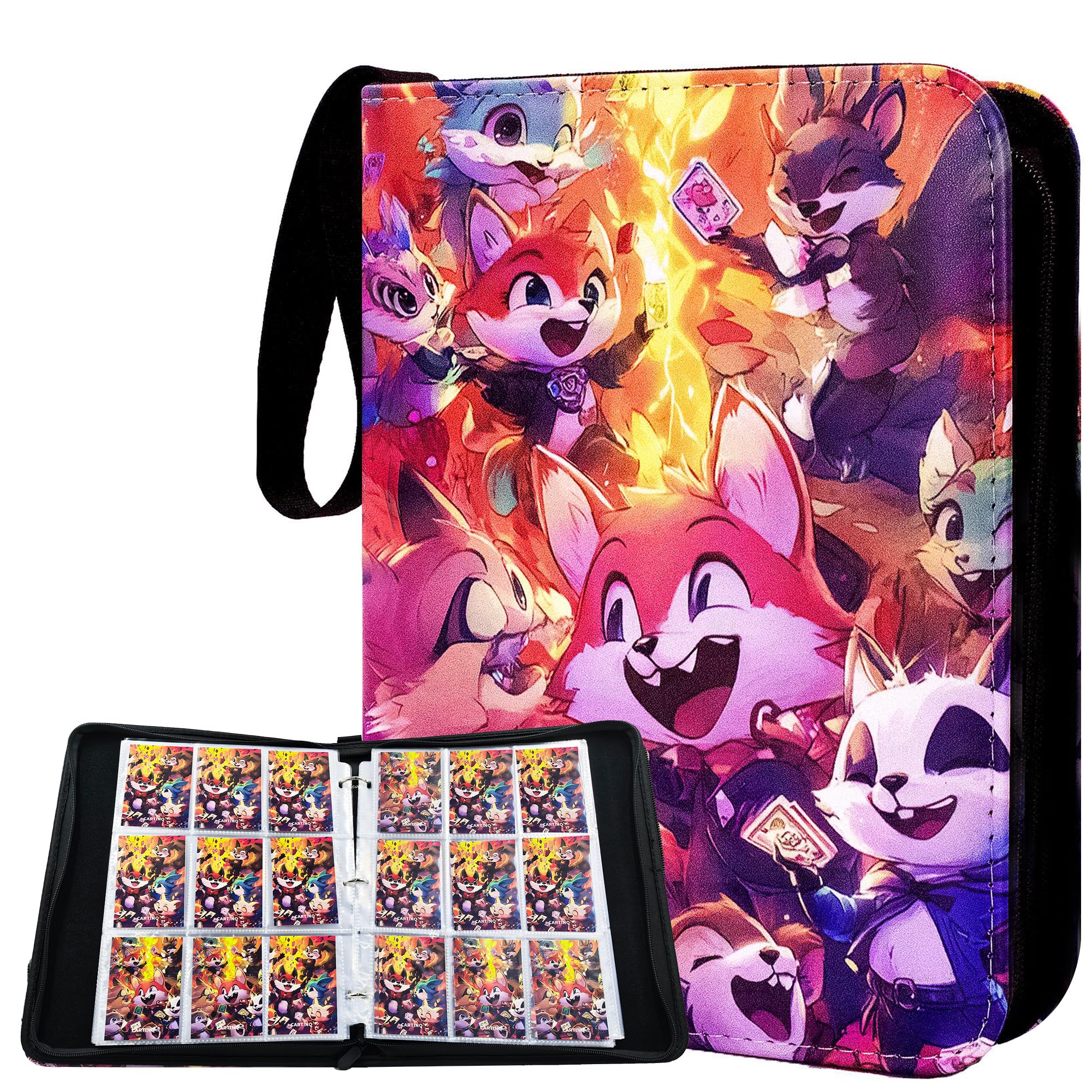 Photo 1 of 1000+ double-sided loose leaf Collector Album 9 Pocket Card Binder Advanced Zipper Card Binding Device TCG sports trading card binder?Cartoon style? (9-color-1080)