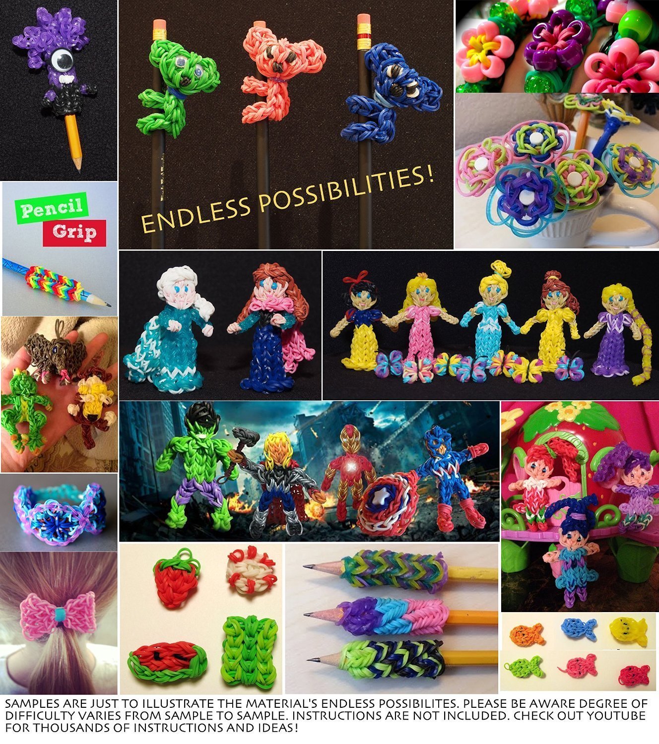 The Originall Rainbow Loom Bands, Colorful Loom Kit Refills Set For