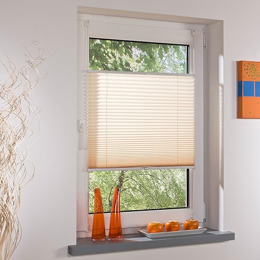 Liedeco® Plissee verspannt mit Klemmträger / 100 x 130 cm beige (Breite