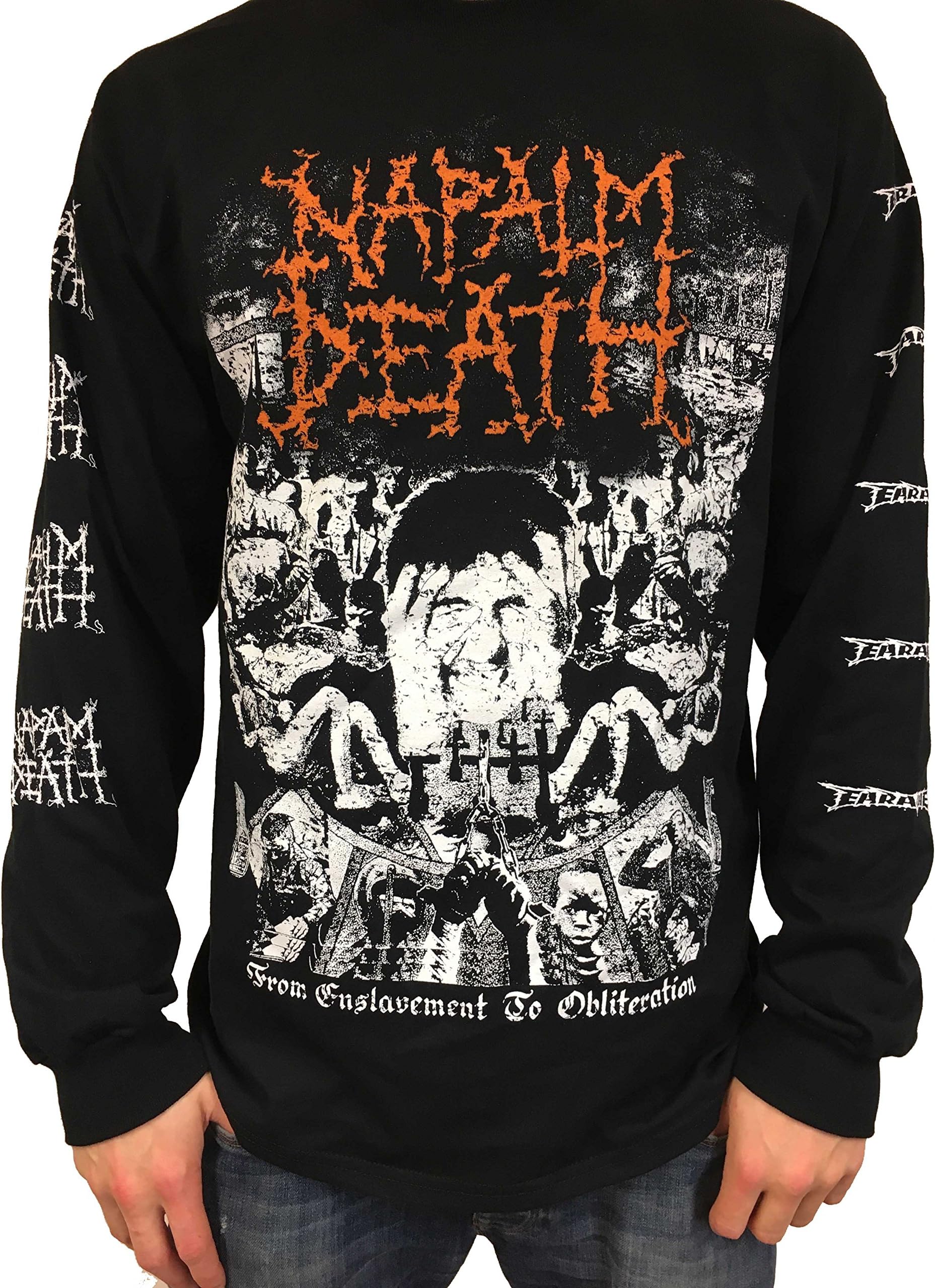 Earache Records Napalm Death from Enslavement to Obliteration Long Sleeve T Shirt