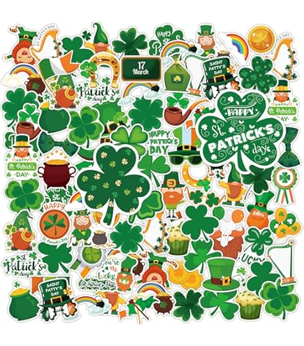 100 Calcomanías Del Día De San Patricio Para Decoración De Fiestas