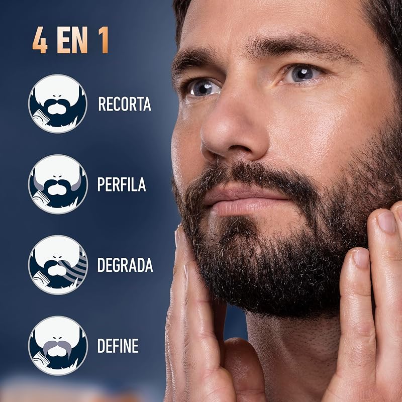 Aparador de barba masculino PRO MAX, aparador de cabelo 4 em 1 com 40 comprimentos, 6 acessórios, carregador e caixa, máquina sem fios com lâmina afiada ao longo da vida