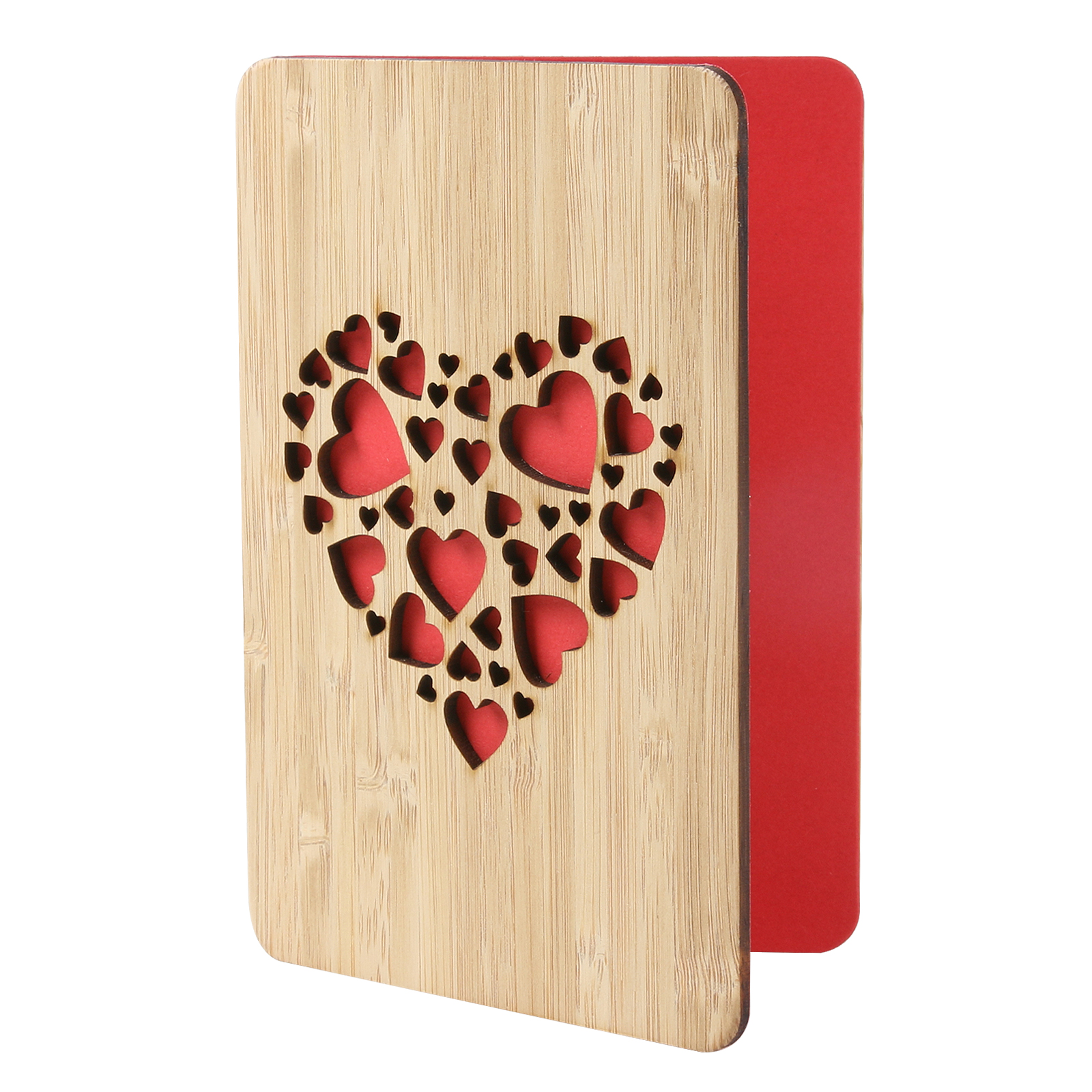 Wooden Heart-Shaped Anniversary Card for Wife,Handmade Wood Bamboo Wedding Anniversary Cards,Valentines Gifts for Her/Him/Husband/Girlfriend/Boyfriend