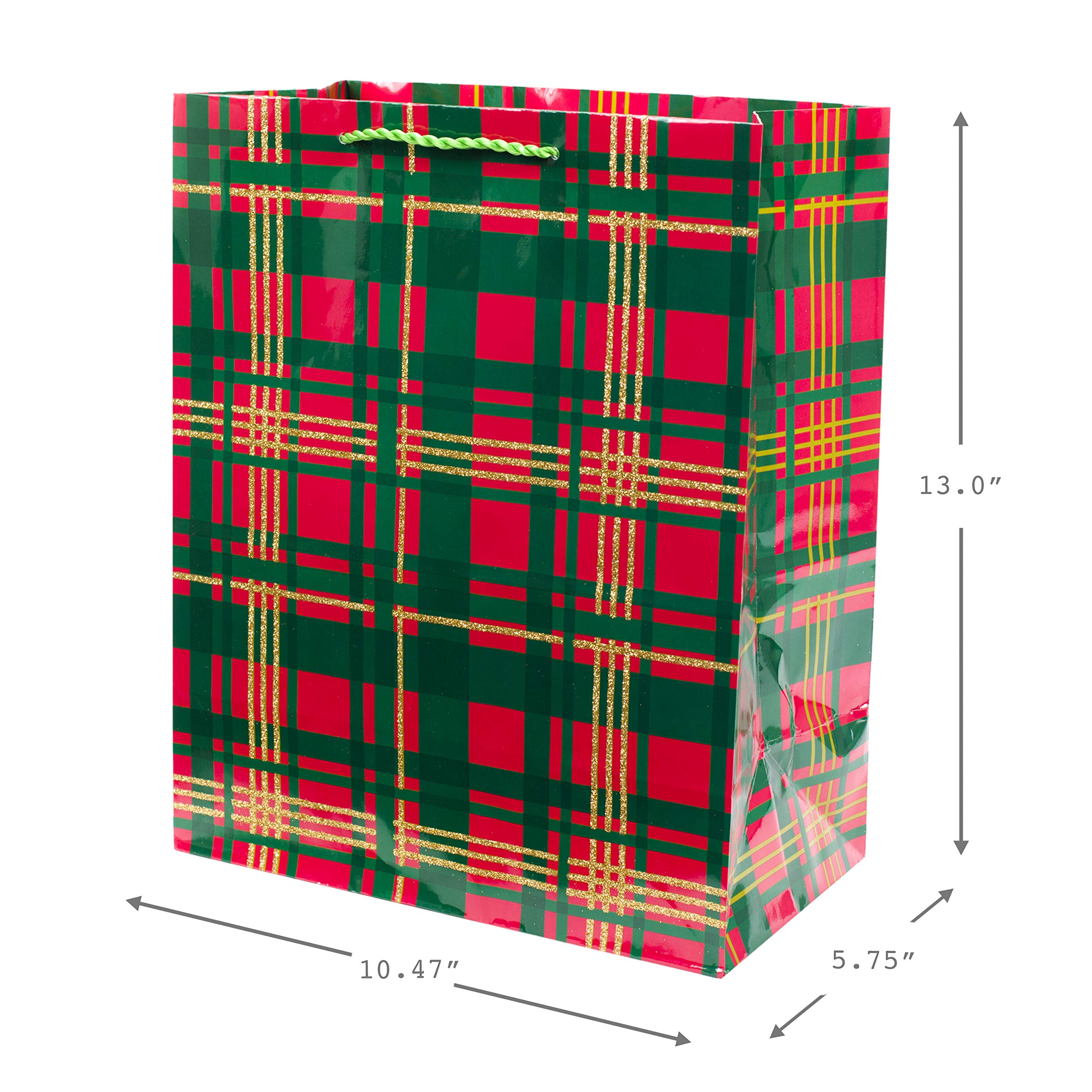Hallmark 13" Large Holiday Gift Bags (Pack of 2, Red and Green Plaids