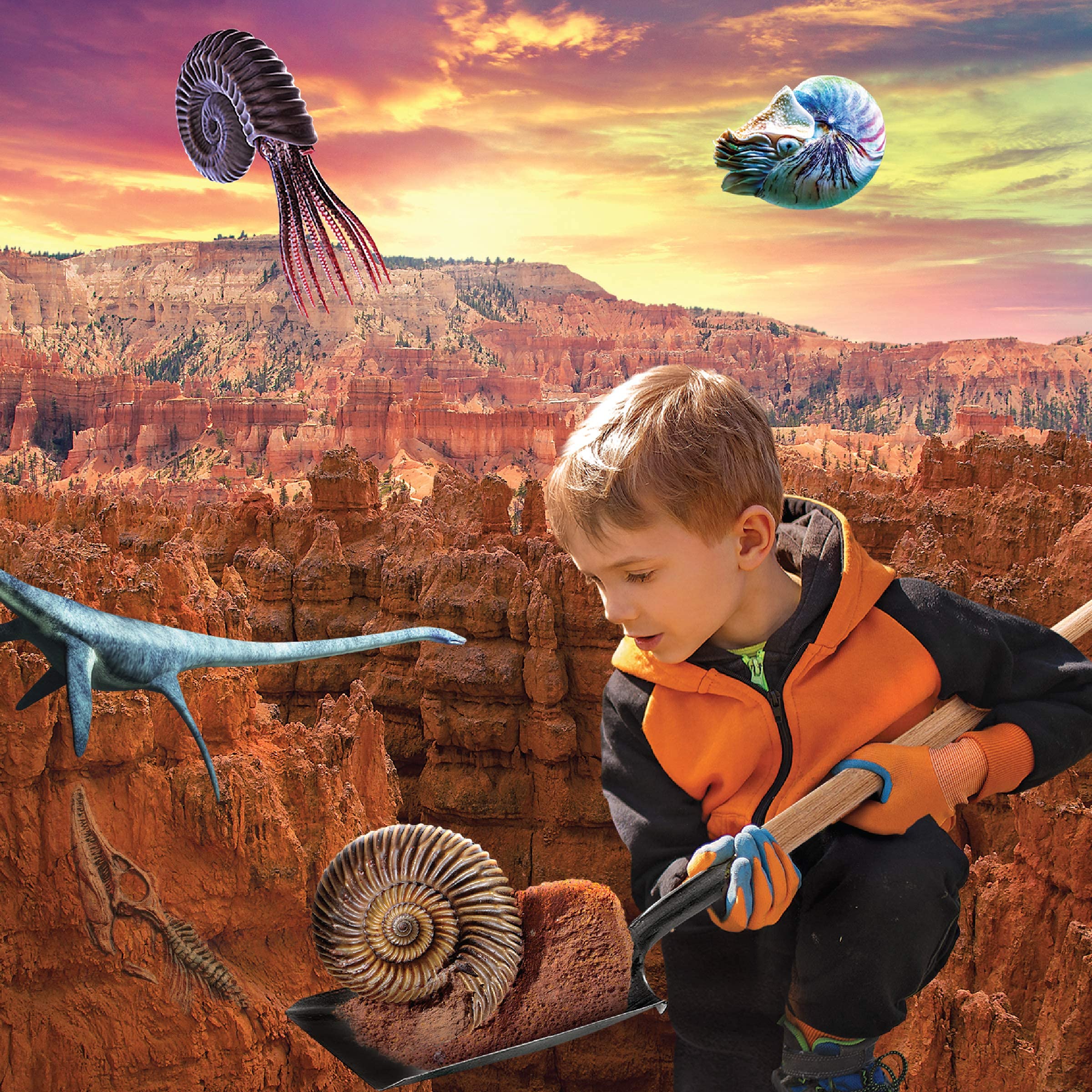 Discovery #MINDBLOWN Colossal Fossil Dig Set, 15-Piece Archaeology Excavation Kit, Uncover Real Shark Teeth & More, Every Fossil Set is Unique, STEM Toys for Boys and Girls