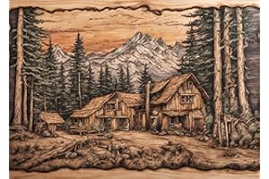 MESARTDECOUPAGE Sticky Rice Paper for Decoupage, Decoupage Paper for Furniture, Mulberry Paper, Craft Supplies, Mix Media, Scrapbooking, Wood Burning Pattern, Forest Cabin View, Size 11,22″ to 15,55″ (Three)