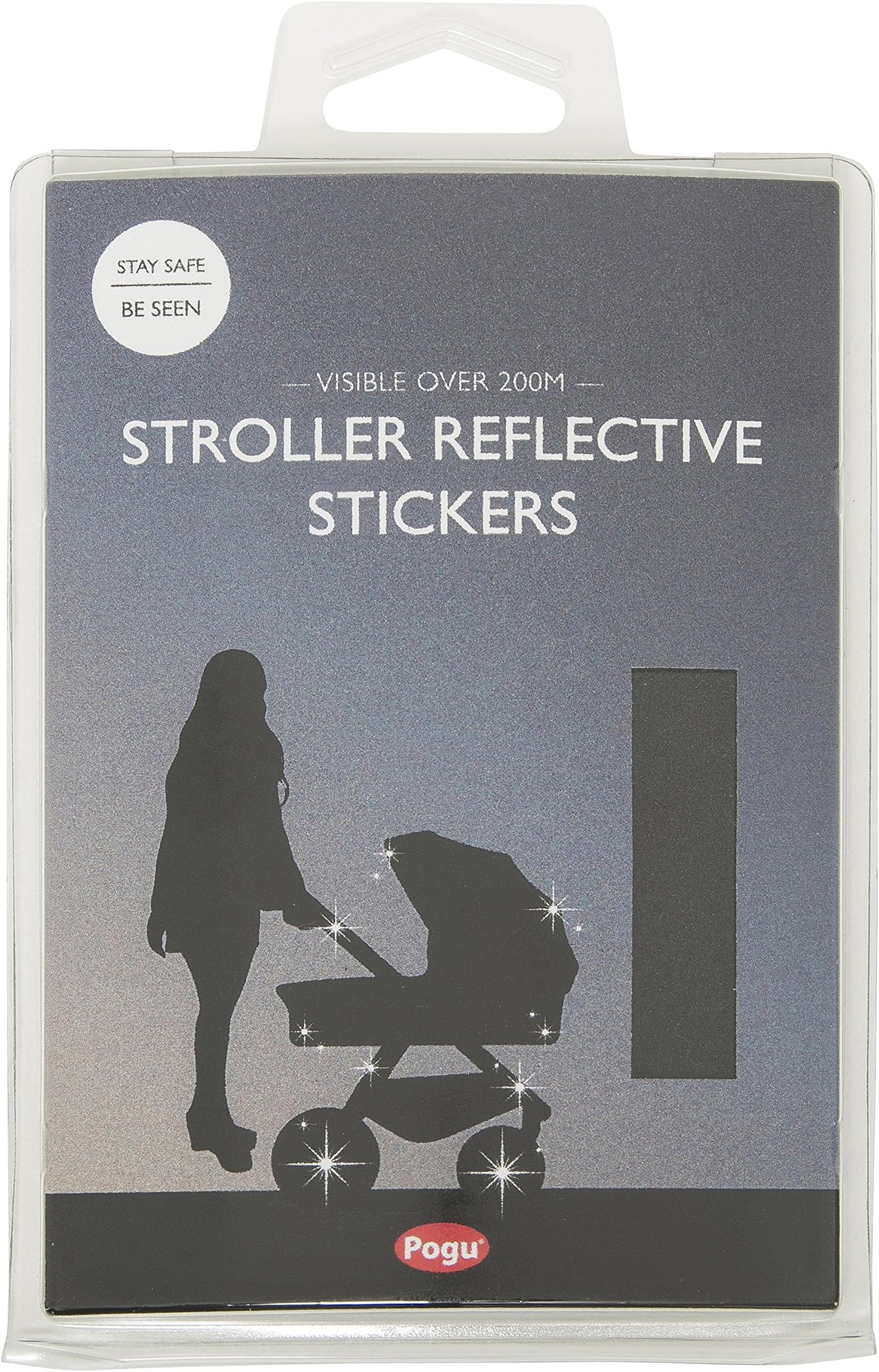 Pogu 3M Scotchlite Reflective Sticker Pack - Black - High Visibility All Day and Night. for Buggy/Stroller Frames, Scooters, Bikes, Helmets. Going to School or Nursery and Playing
