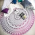 raajsee Pink Ombre Round Beach Tapestry Hippie/Boho Beach Blanket Roundie/Indian Cotton Throw Bohemian Round Table Cloth/Yoga Mat Meditation Picnic Rugs 69 inch Circle