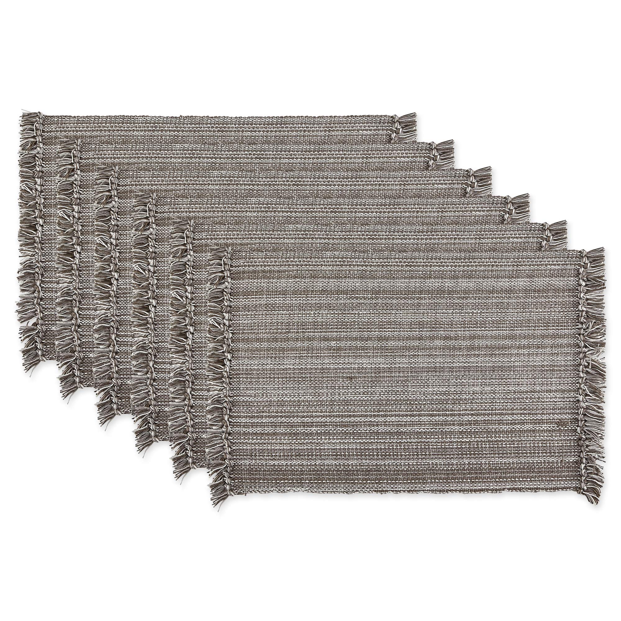 DII Tonal Fringe Placemat, Set of 6, Variegated Gray - Perfect for Fall, Thanksgiving, Dinner Parties, Weddings and Everyday Use โ image 1