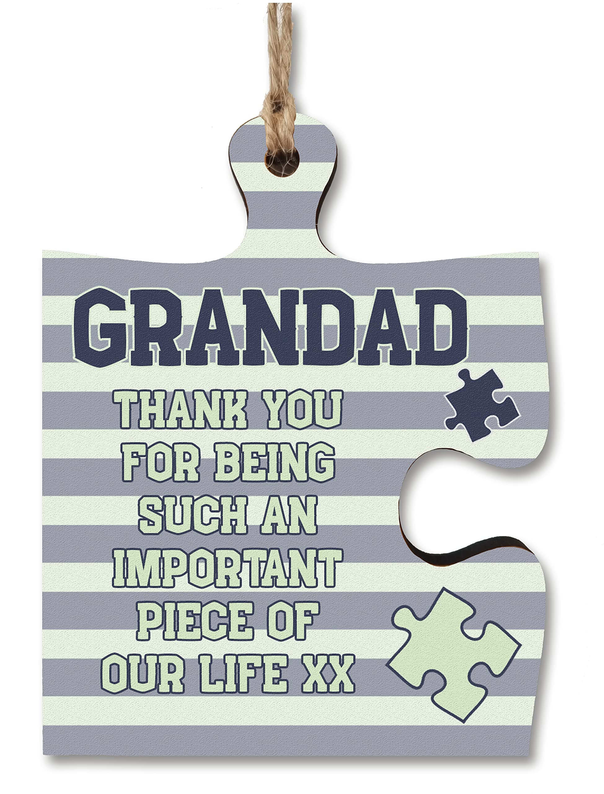 Grandad Gift Thank You Important Piece of my Life Jigsaw Puzzle Shaped Decorative Hanging Plaque Sign Father's Day Present