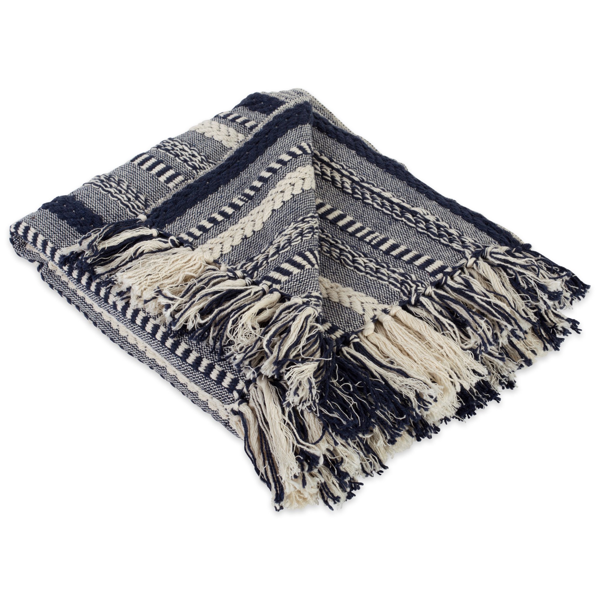 Photo 1 of DII Braided Striped Decorative Throw Blanket, 50x60, Navy