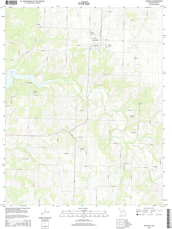 Topographic Map Poster DADEVILLE, MO TNM GEOPDF 7.5X7.5