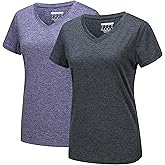 MAGCOMSEN 2 Pack Womens Short Sleeve Tees Moisture Wicking Shirts Summer V Neck Running Tops