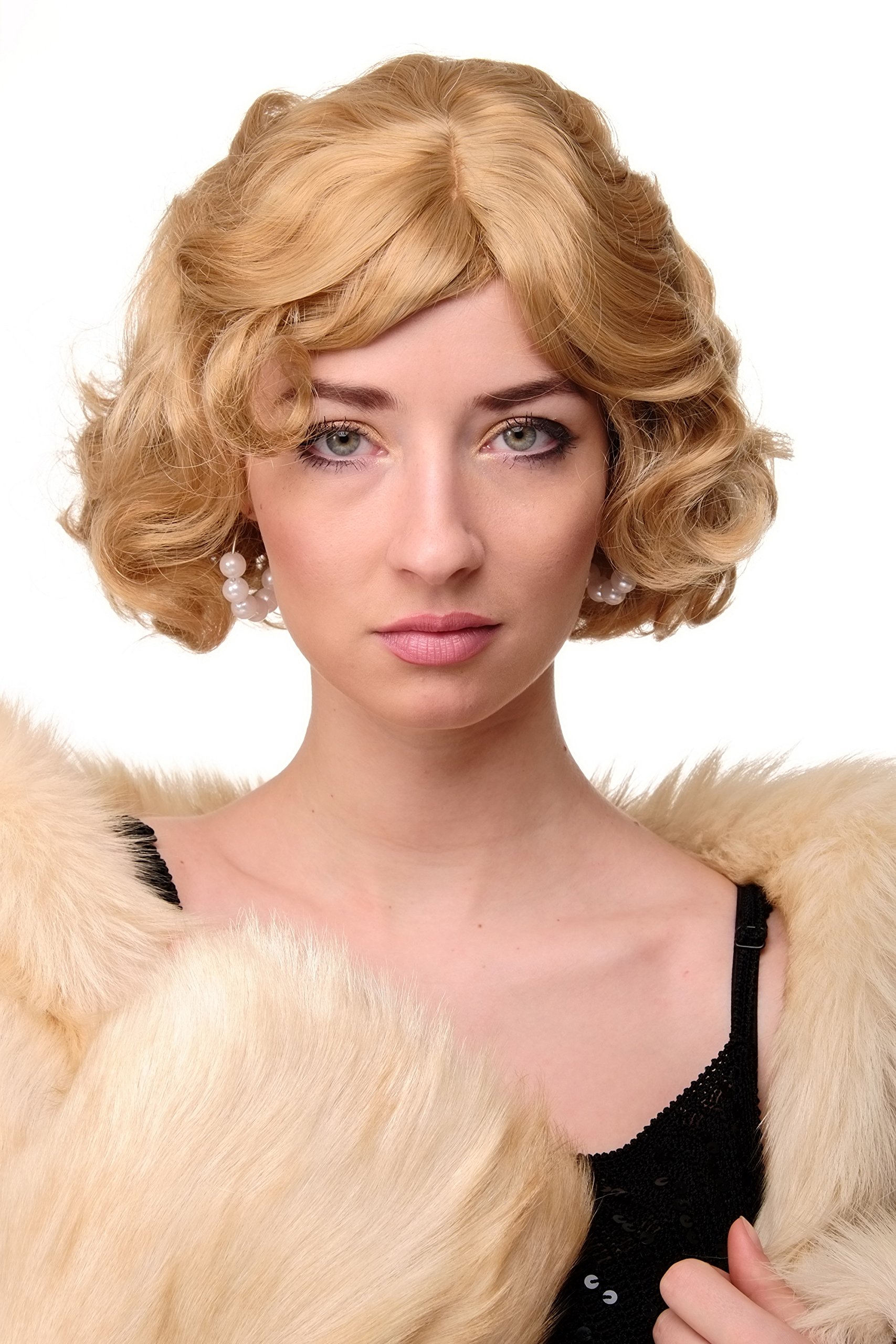 WIG ME UP A4002-611B Lady Quality Wig Short Bob 20s 30s Twenties Movie Star Diva Charleston Swing Style Wave Goldblond Mix